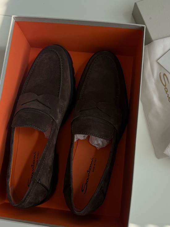 Santoni Other - Santoni Men's Dark Brown Suede Penny Loafers
